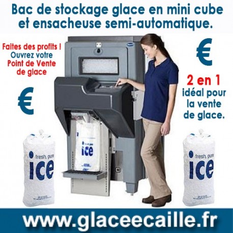 DISTRIBUTEUR ET ENSACHEUR AUTOMATIQUE DE GLAÇON avec BAC DE STOCKAGE