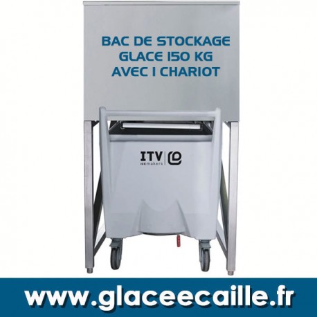 BAC DE STOCKAGE GLACE 150 KG AVEC CHARIOT ITV